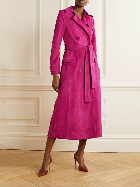 

Urban Regular Fit Shawl Collar Leather Coat, Rose red, Jackets