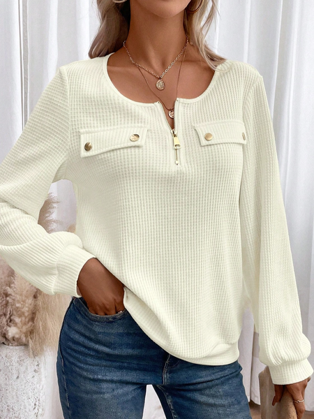

Buckle Crew Neck Casual Sweatshirt, Apricot, Sweatshirts & Hoodies