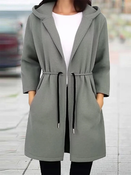 

Knitted Casual Loose Hoodie Coat, Gray, Coats