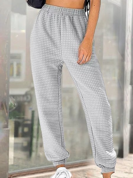 

Casual Loose Plain Pants, Gray, Pants