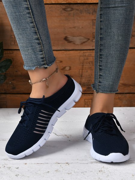 

Breathable Mesh Fabric Lace-up Decor Sports Mules, Black, Sneakers