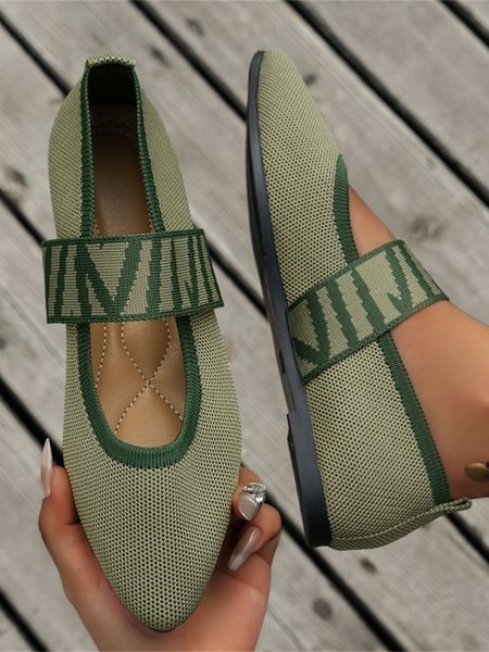 

Casual High-Elastic Mesh Fabric Color Block Mary Jane Shoes, Green, Flats
