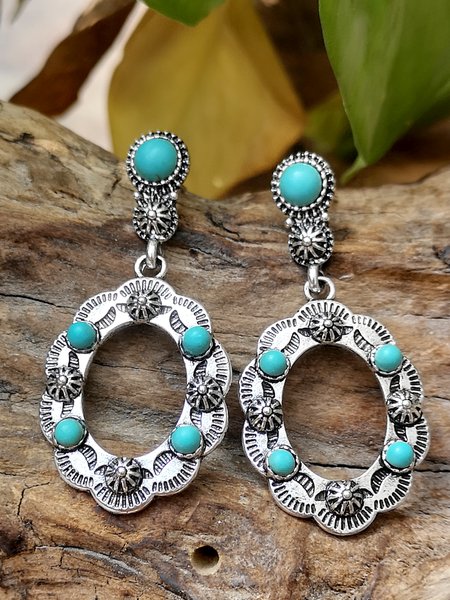 

Vintage Turquoise Dangle Earrings, As picture, Earrings