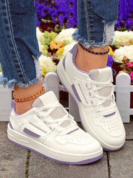 

Women's Minimalist Casual Hollow out Lace-Up Skate Shoes, Purple, Sneakers