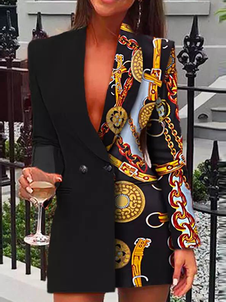 

Lapel Collar Elegant Regular Fit Dress With No, Flower, Dresses