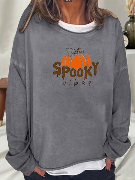 

Loose Casual Crew Neck Halloween Sweatshirt, Gray, Hoodies&Sweatshirts