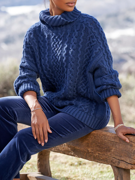 

Plain Casual Buttoned Sweater, Deep blue, Sweaters & Cardigans