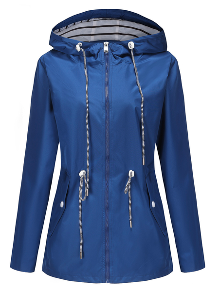 

Hoodie Casual Plain Loose Coat, Blue, Outerwear