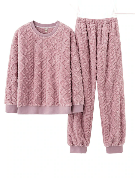 

Plain Casual Crew Neck Loose Two-Piece Set, Pink, Suit Set