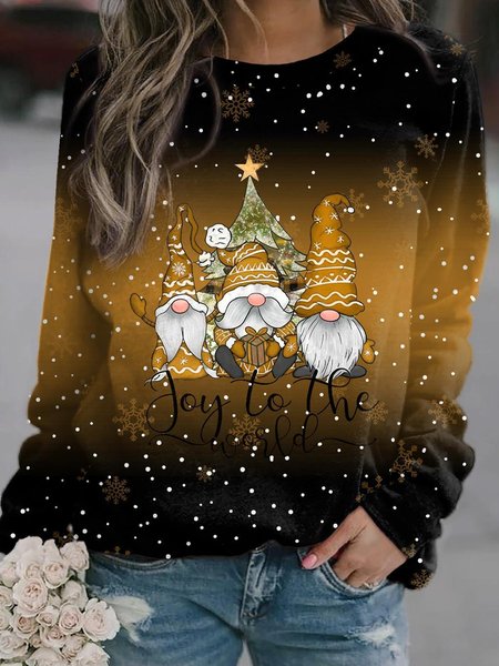 

Christmas Casual Loose Sweatshirt, Yellow, Hoodies&Sweatshirts