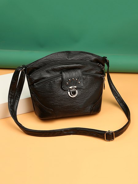 

Vintage Rivet Decor Multilayer Storage Shoulder Bag, Black, Women's Bags