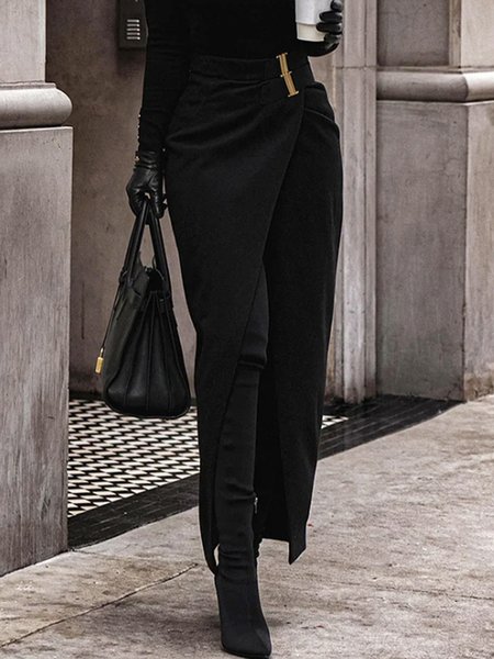 

Regular Fit Urban High Waist Plain Skirt, Black, Skirts