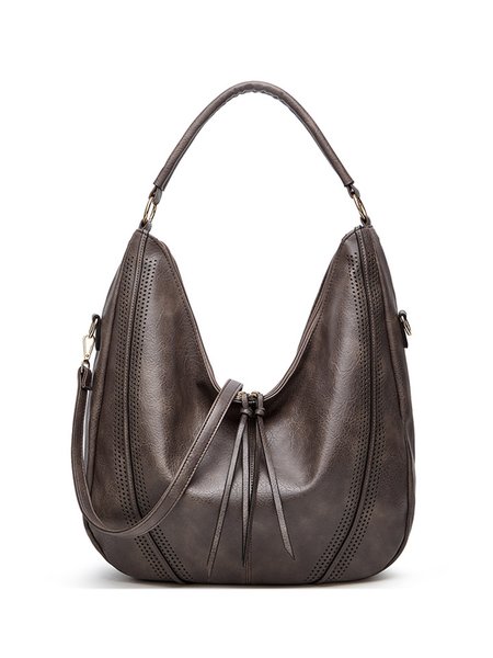

Tassel Decor Large Capacity Commuter Shoulder Bag, Gray, Women's Bags
