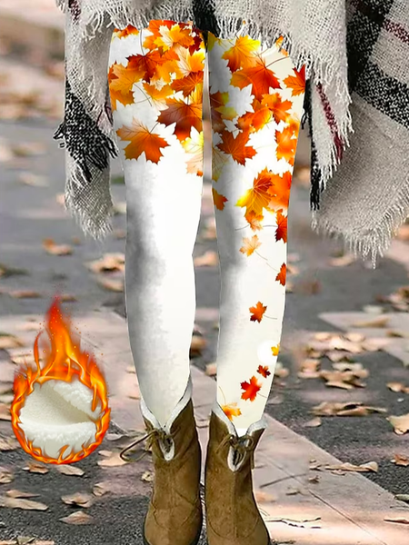 

Casual Regular Fit Leaf Legging, White, Leggings