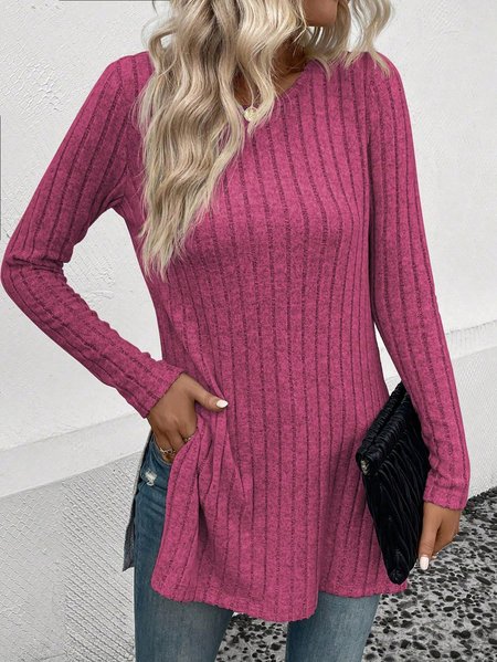 

Casual Crew Neck T-Shirt, Rose red, T-Shirts