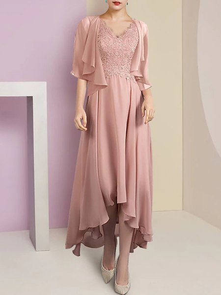 

Elegant Plain Loose Two-Piece Set, Pink, Party Dresses