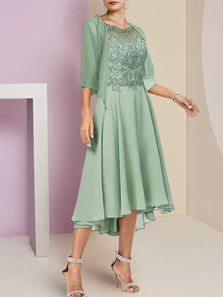 

Loose Split Joint Elegant Two-Piece Set, Green, Party Dresses