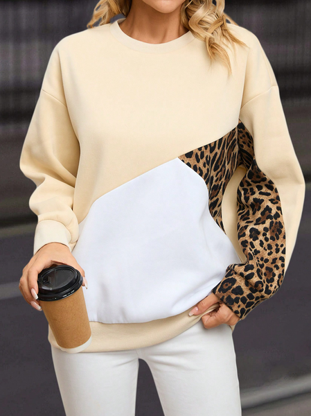 

Split Joint Knitted Casual Leopard Sweatshirt, Yellow, Sweatshirts & Hoodies