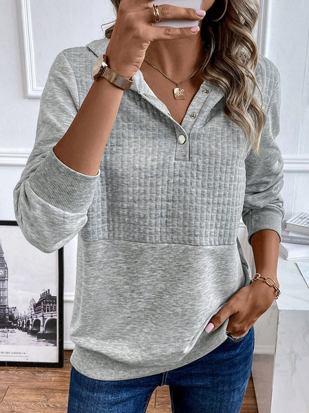 

Pocket Stitching Casual Plain Hoodie, Gray, Sweatshirts & Hoodies
