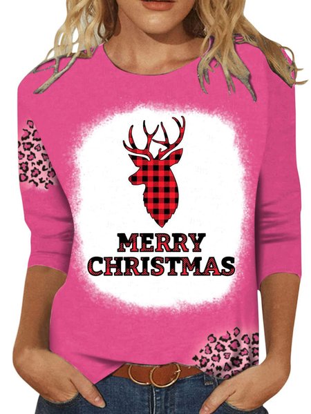 

Casual Christmas Crew Neck Long Sleeve T-shirt, Color24, T-shirts
