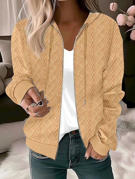 

Hoodie Casual Knitted Jacket, Yellow, Jackets