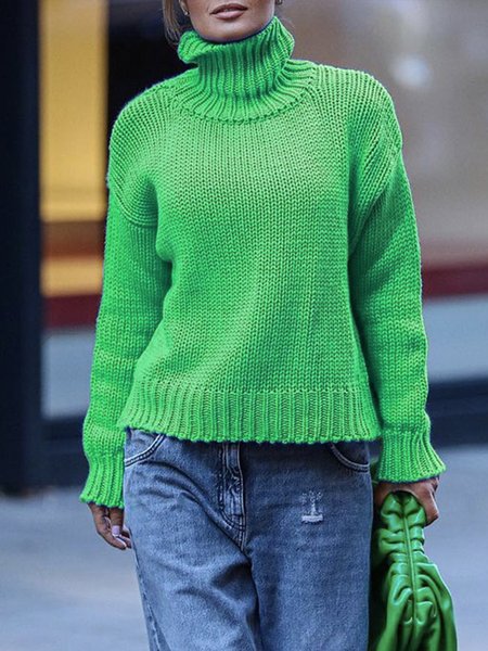 

Regular Fit Urban Turtleneck Long Sleeve Sweater, Green, Pullovers