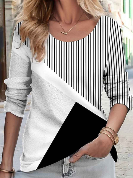 

Crew Neck Regular Fit Geometric Casual T-Shirt, Black, T-Shirts
