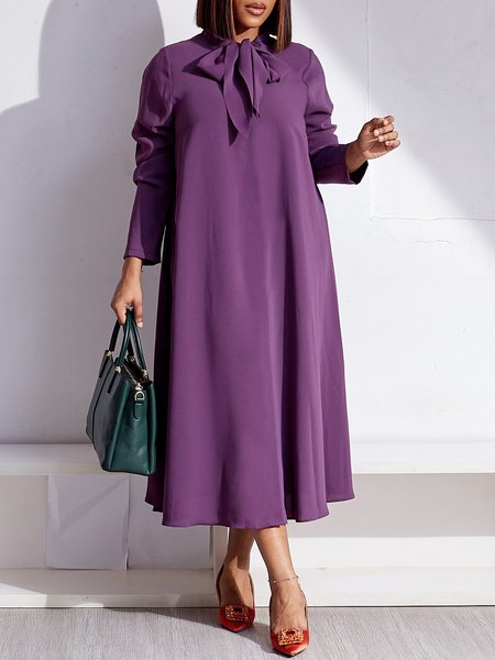 

Elegant Plain Loose Long Sleeve Dress, Purple, Maxi Dresses