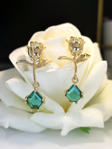 

Elegant Rose Crystal Dangle Earrings, As picture, Earrings