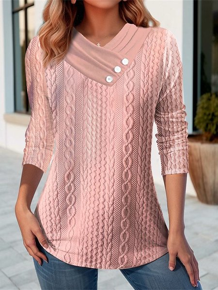 

Casual Knitted Buckle Plain Shirt, Pink, Shirts & Blouses