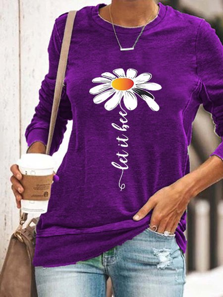 

Loose Casual Floral Sweatshirt, Purple, Sweatshirts & Hoodies