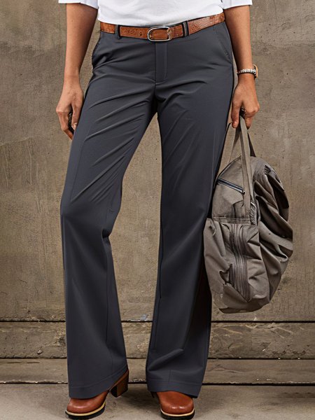 

Casual Plain Loose Pants, Deep gray, Pants