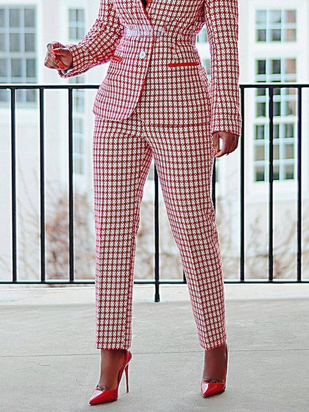 

Urban Regular Fit Geometric Fashion Pants, Red, Pants
