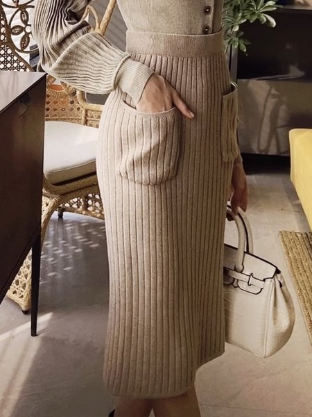 

Urban Pocket Stitching High Waist Skirt, Coffee, Skirts