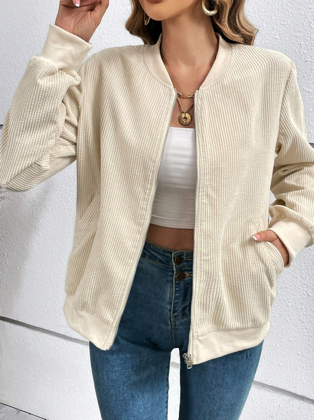 

Corduroy Others Loose Casual Jacket, Light khaki, Jackets