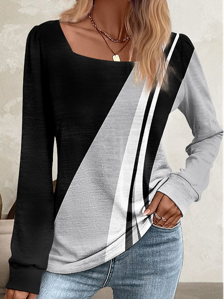

Geometric Regular Fit Casual T-Shirt, Black, T-Shirts