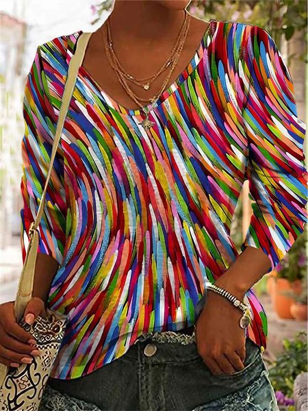 

Loose Ombre Jersey Casual T-Shirt, Multicolor, T-Shirts