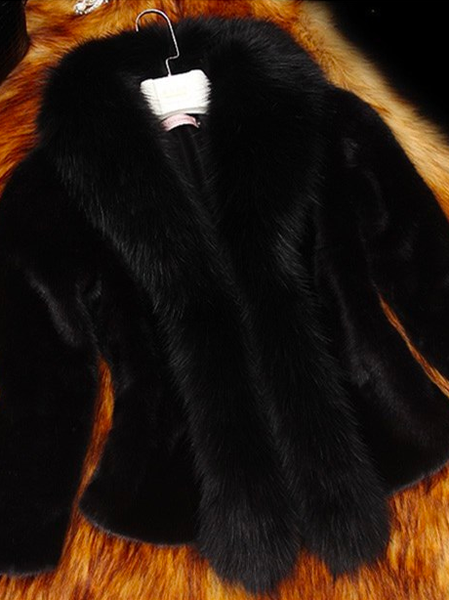 

Women's Winter Faux Fur Coat, Black, Coats