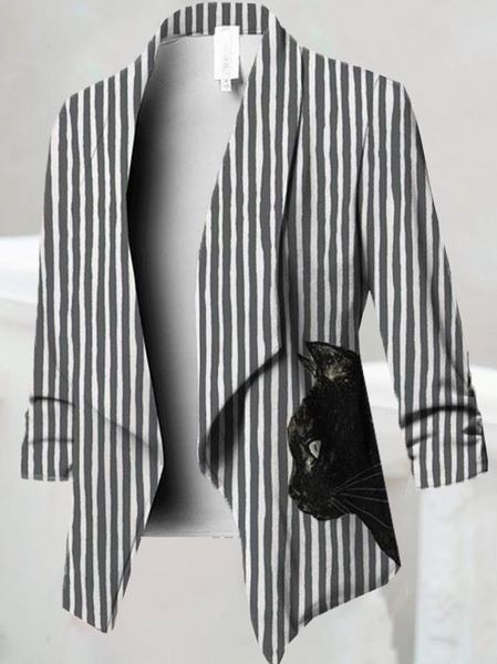 

Cross Neck Geometric Casual Loose Blazer, Color14, Blazers