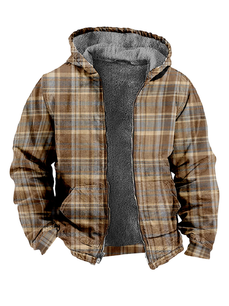 

Vintage Plaid Velvet Hooded Jacket, Brown, Hoodies&Sweatshirts