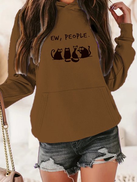 

Loose Casual Hoodie Cat Hoodie, Brown, Sweatshirts & Hoodies