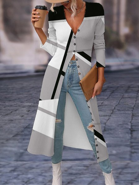 

Black And White Colorblock Casual Dress With No Belt, Dresses