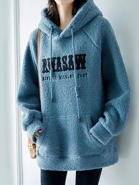 

Casual Hoodie Text Letters Hoodie Embroidery, Blue, Hoodies & Sweatshirts