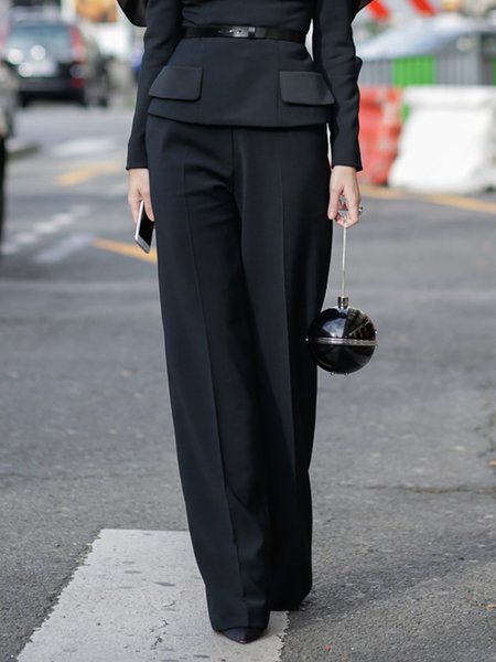 

Elegant Regular Fit Fashion Pants, Black, Pants