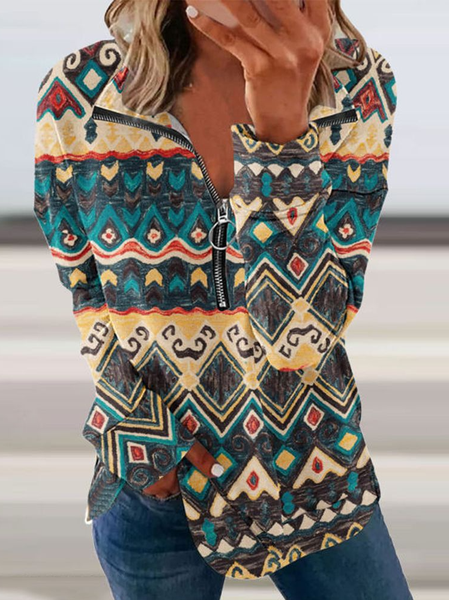 

Loose Shawl Collar Casual Zipper Sweatshirt, Green, Sweatshirts & Hoodies