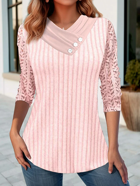 

Knitted Others Casual Plain Shirt, Pink, Shirts & Blouses