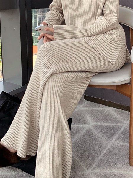 

Casual Plain Loose Wide leg Pants, Ivory, Pants