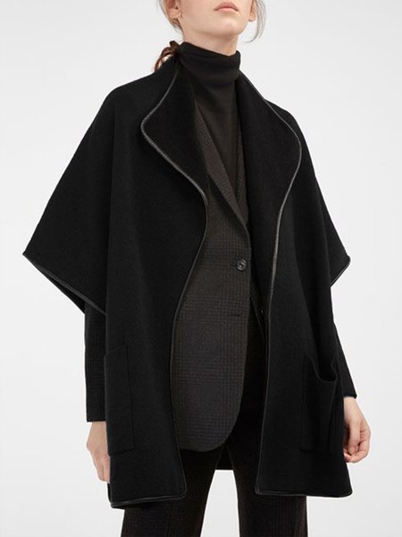 

Urban Lapel Collar Simple Woolen Pockets Jacket, Black, Jackets
