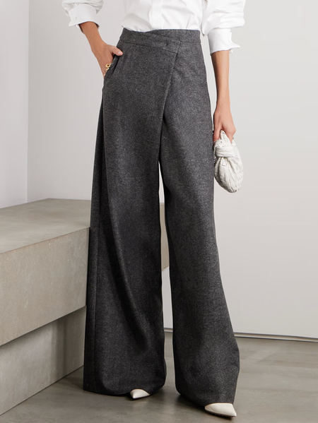 

Loose Casual Plain Pants, Deep gray, Pants