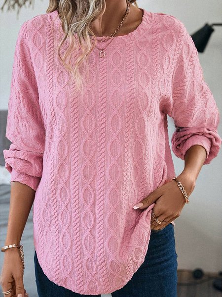 

Plain Casual Crew Neck Loose Sweatshirt, Pink, Sweatshirts & Hoodies